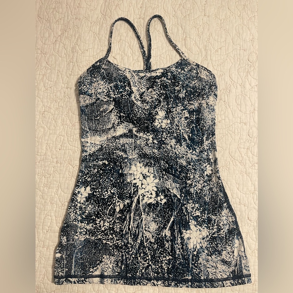 Women's Blue and White Spaghetti Strap Top